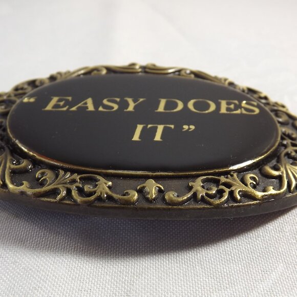 Gold and Black "Easy Does It" Belt Buckle - Picture 2 of 10